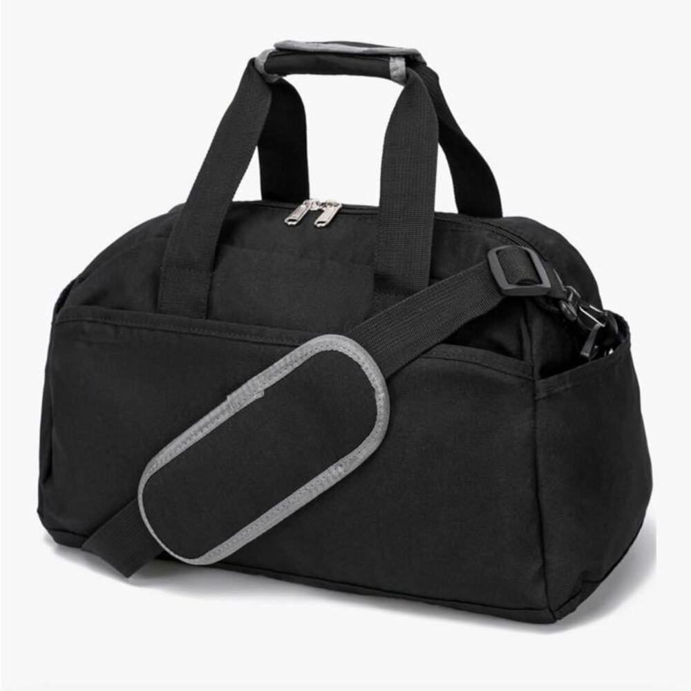 NWOT Classic Black Duffel Bag with Padded Strap